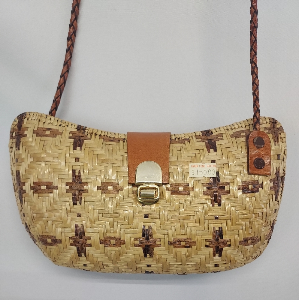 NWT Small Kwun Fung Rattan Purse